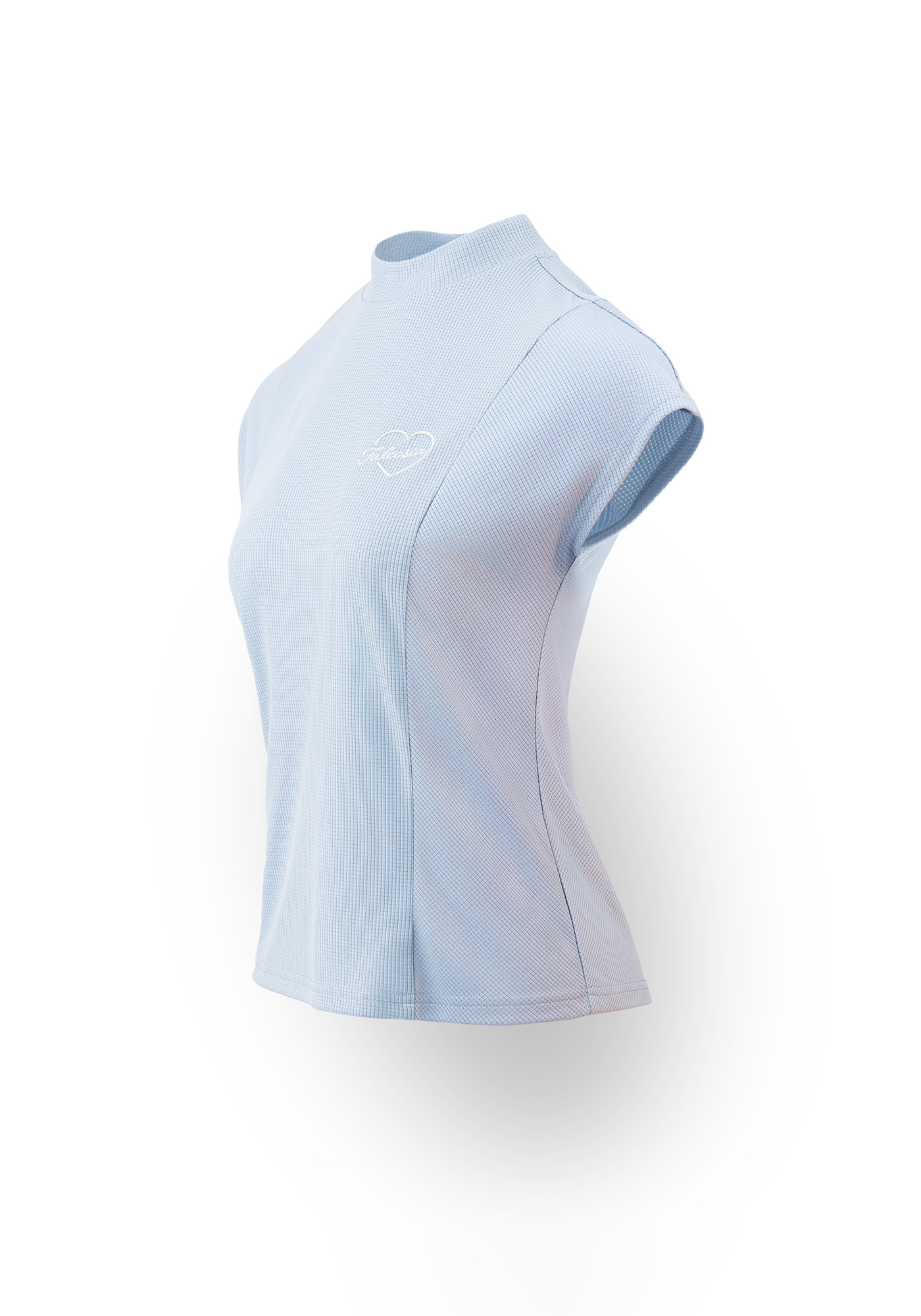 南法暗格透氣立領女衫-淺水藍