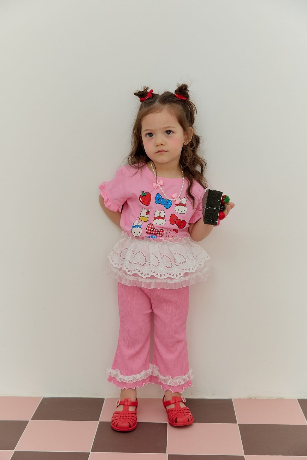 正韓夏SERA 下擺蕾絲捲捲長褲