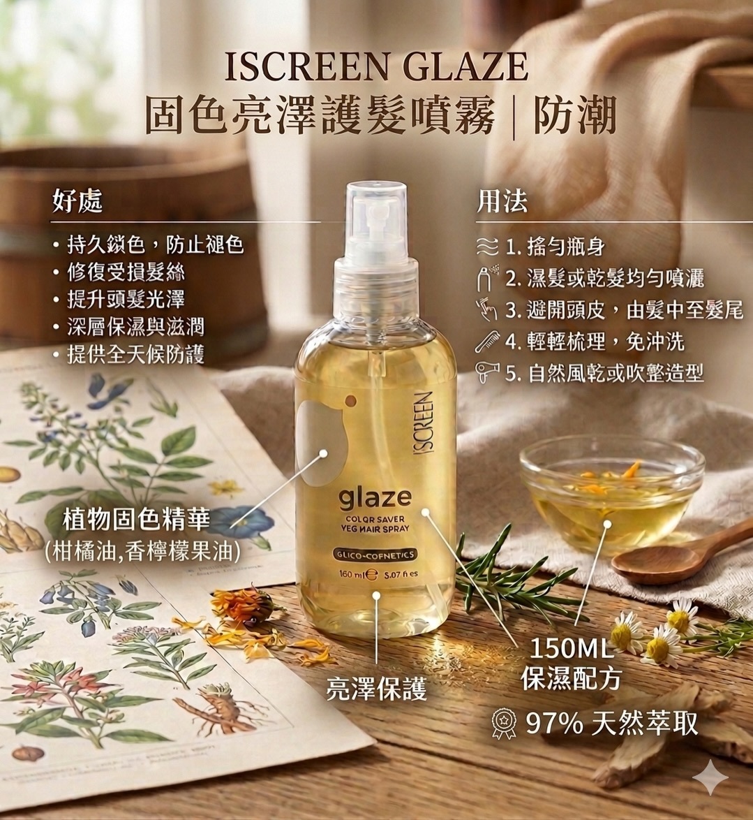 Screen Glaze Color Saver Veg Hair Spray 150ml