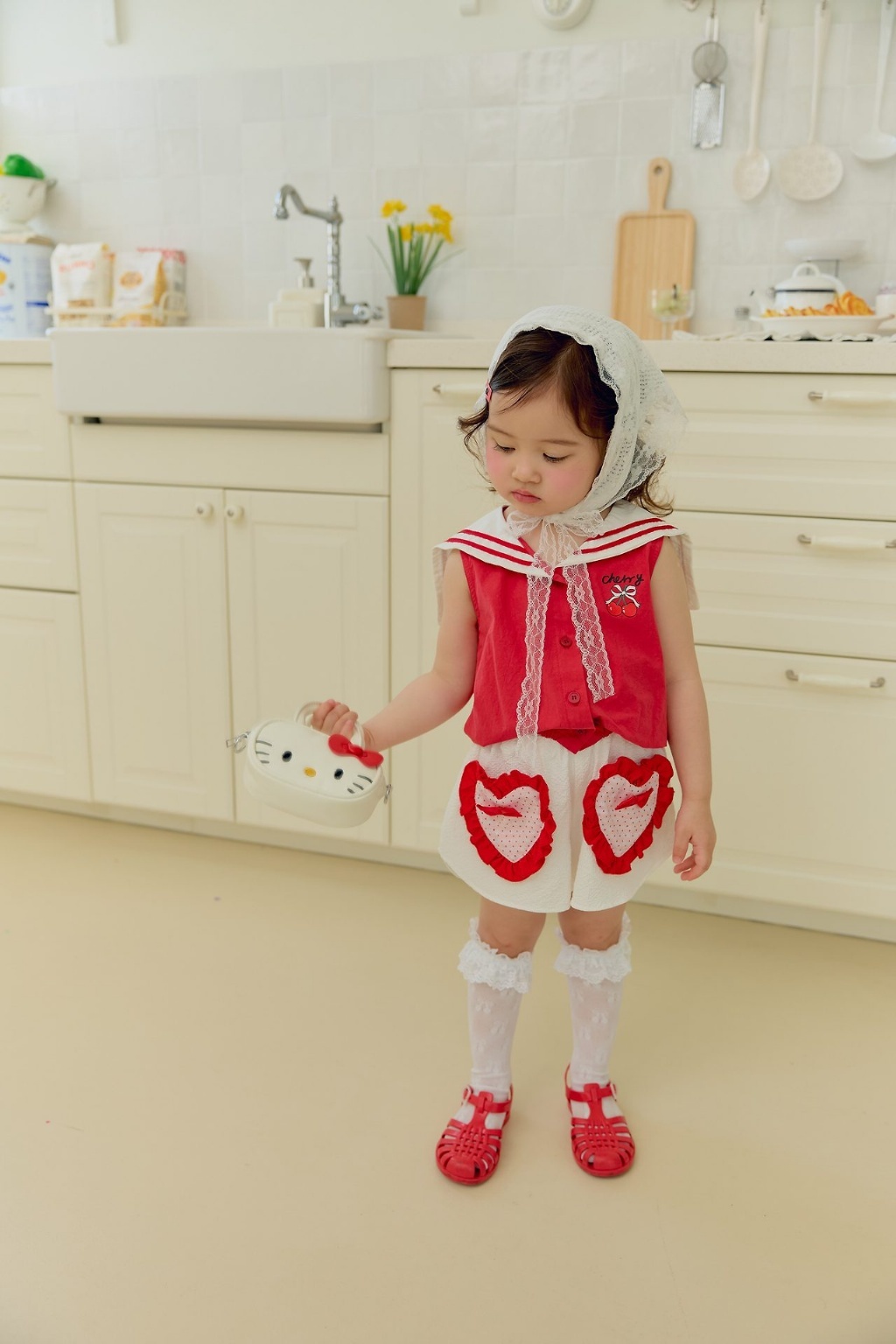 正韓夏SERA 2色雙愛心點點短褲