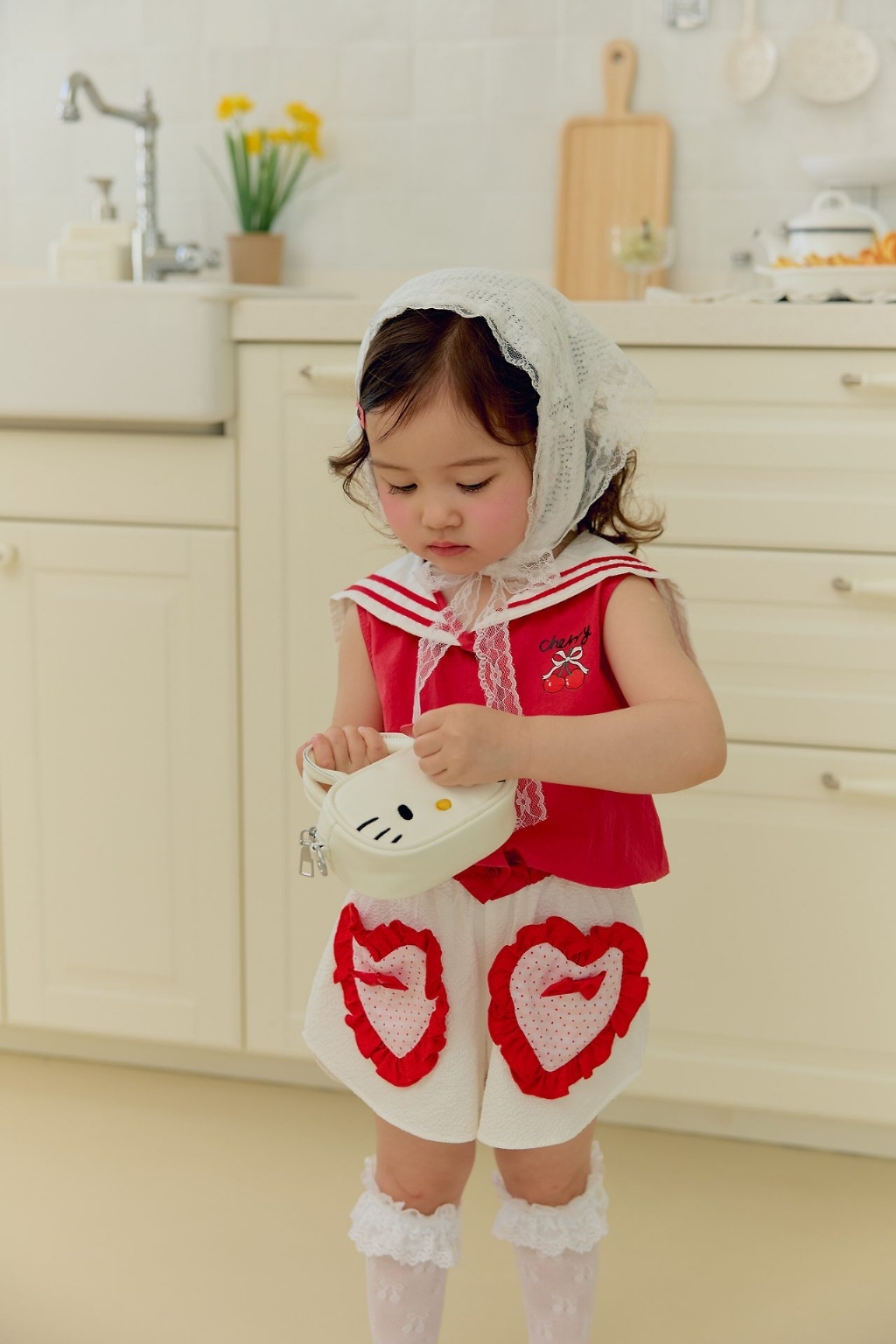 正韓夏SERA 2色雙愛心點點短褲