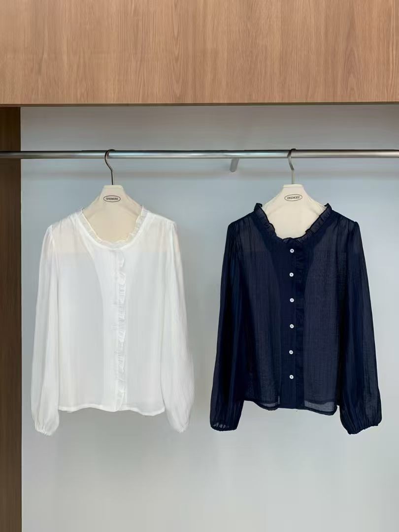 OM6019 荷葉邊鈕扣上衣