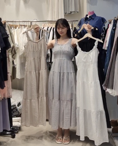 HP6001 夏日海邊打卡花邊長裙