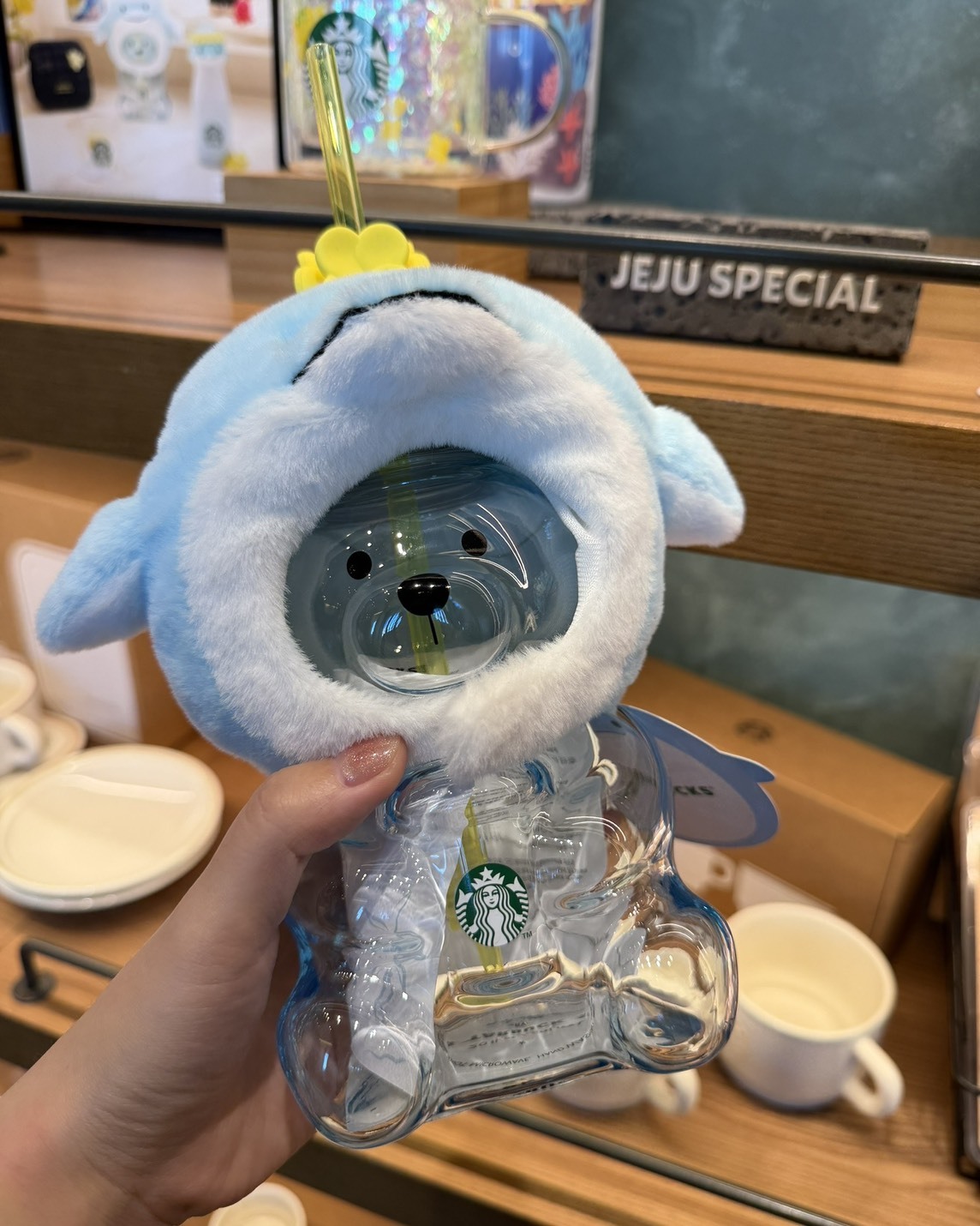 韓國代購 星巴克 濟州島 限定 海豚小熊 玻璃杯 591ml