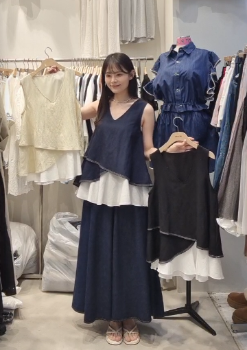 HP6004 尼龍拼摺不規則上衣