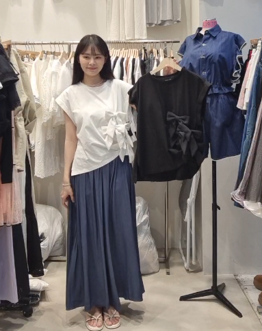 HP6005 可愛蝴蝶結摺袖上衣