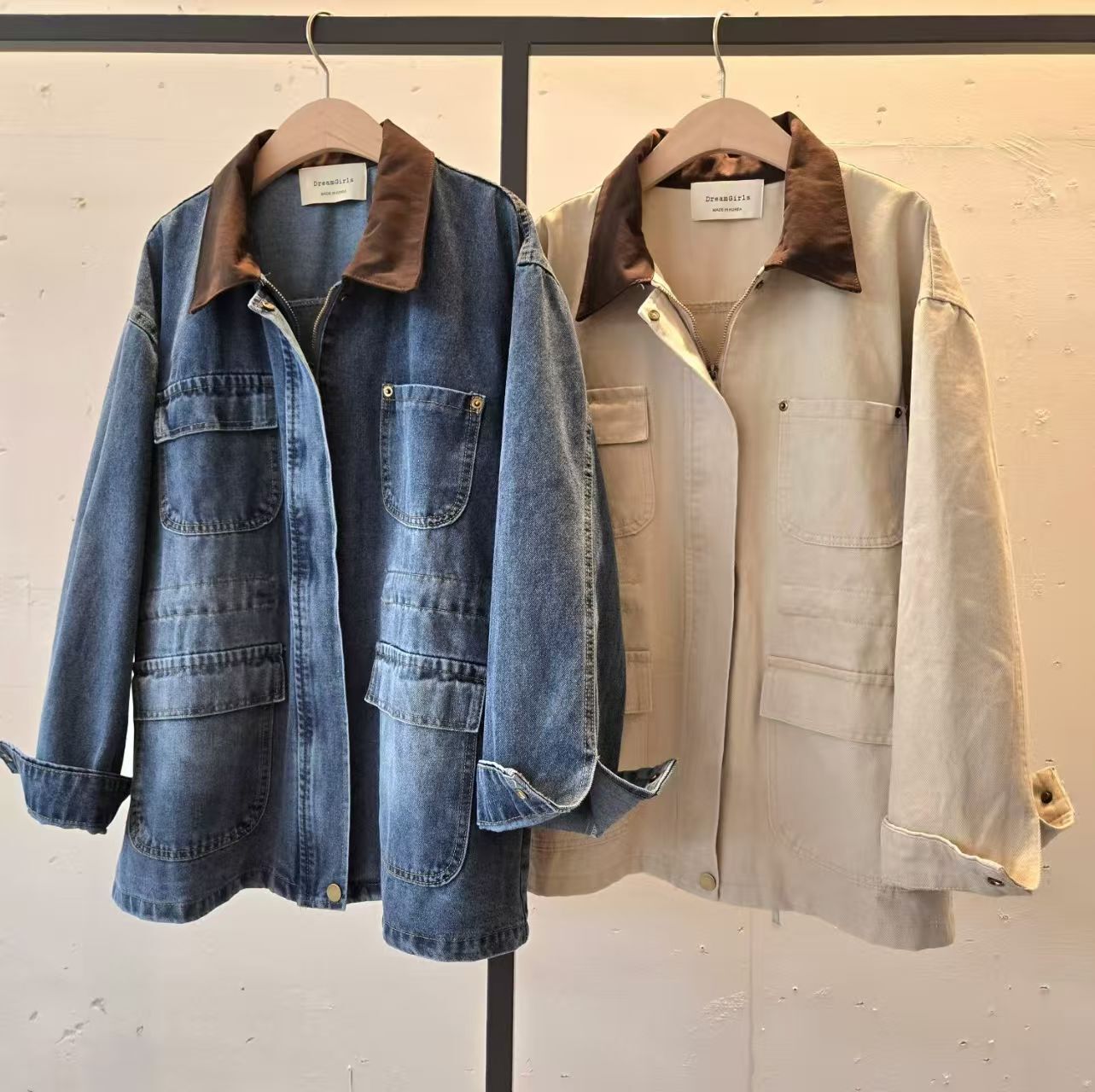 HP6007 工裝口袋啡反領外套