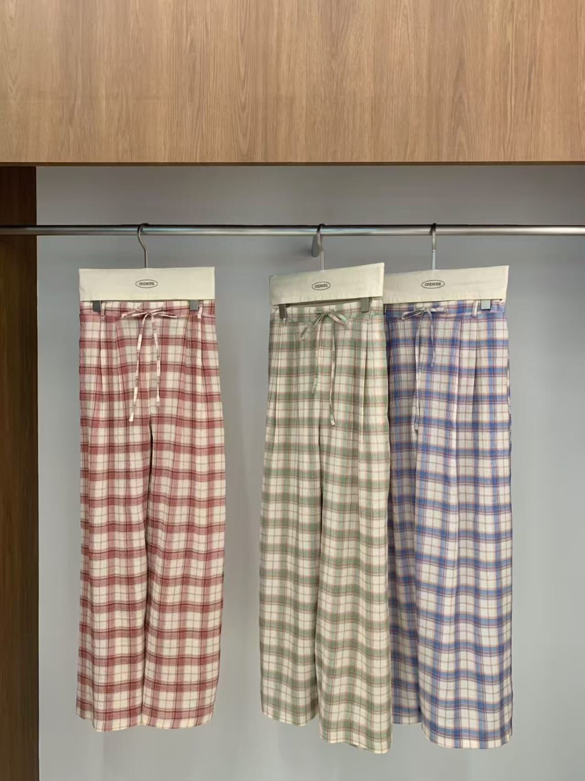 OM6020 慵懶格紋長褲