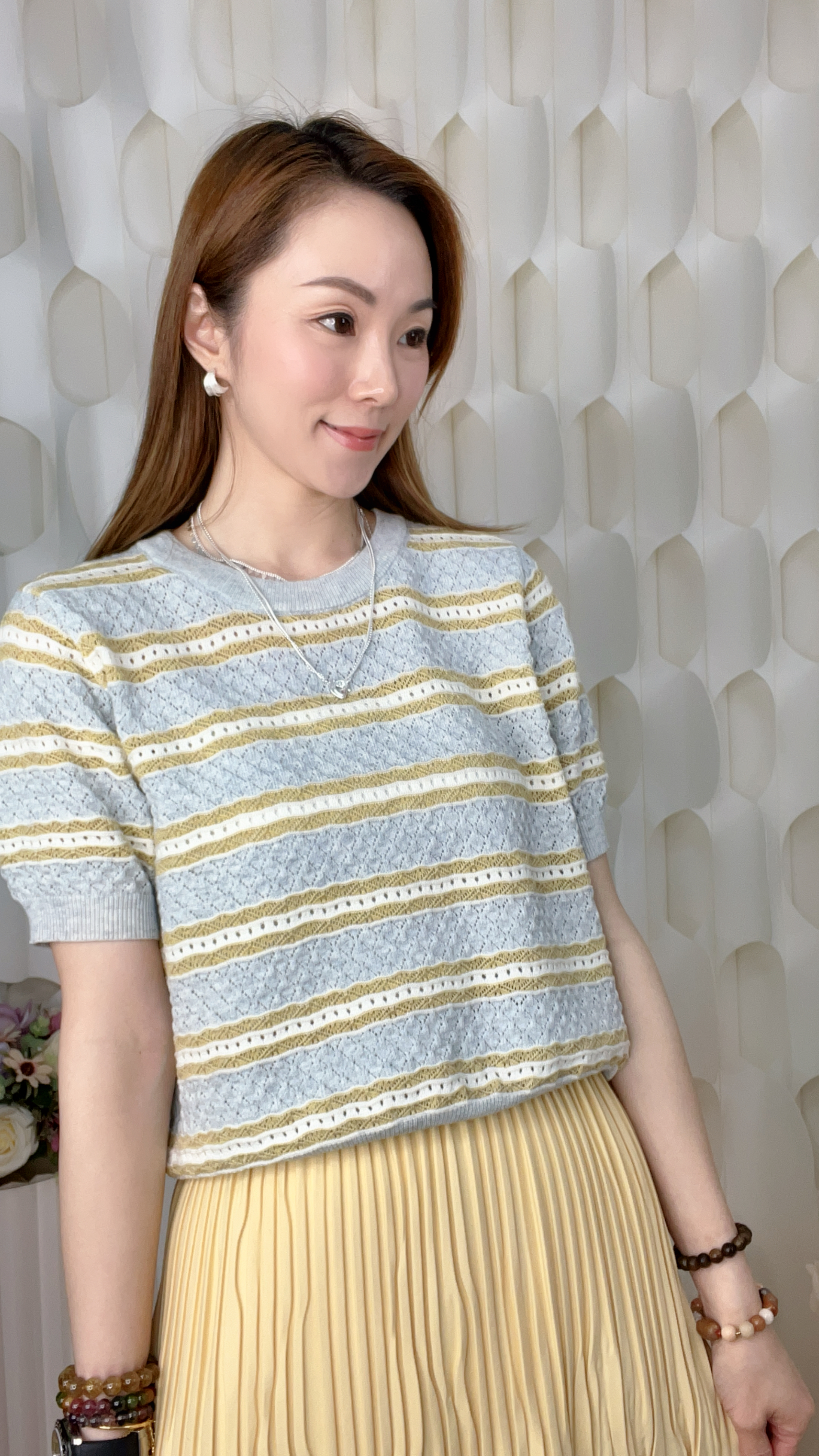 橫間針織上衣(胸38-52 腰34-44 長19吋)7499 #0704clo