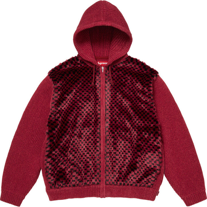【Supreme】0404 WEEK 6 發售 Checkerboard Faux Fur Zip Up Hooded Sweater