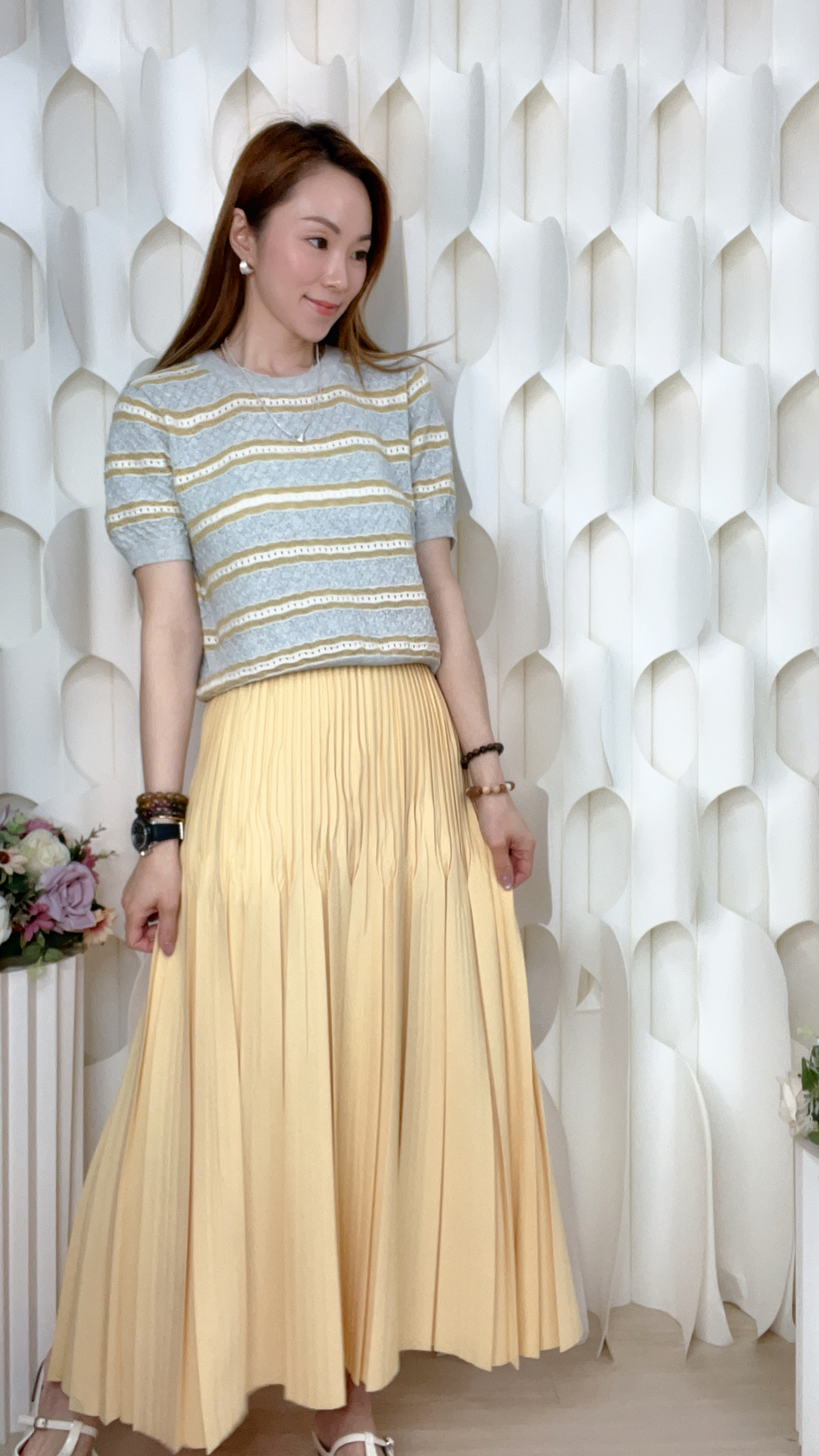 壓摺橡筋腰彈性西裝料半截裙(腰34-38 臀32-48 長34吋)3805 #0704clo