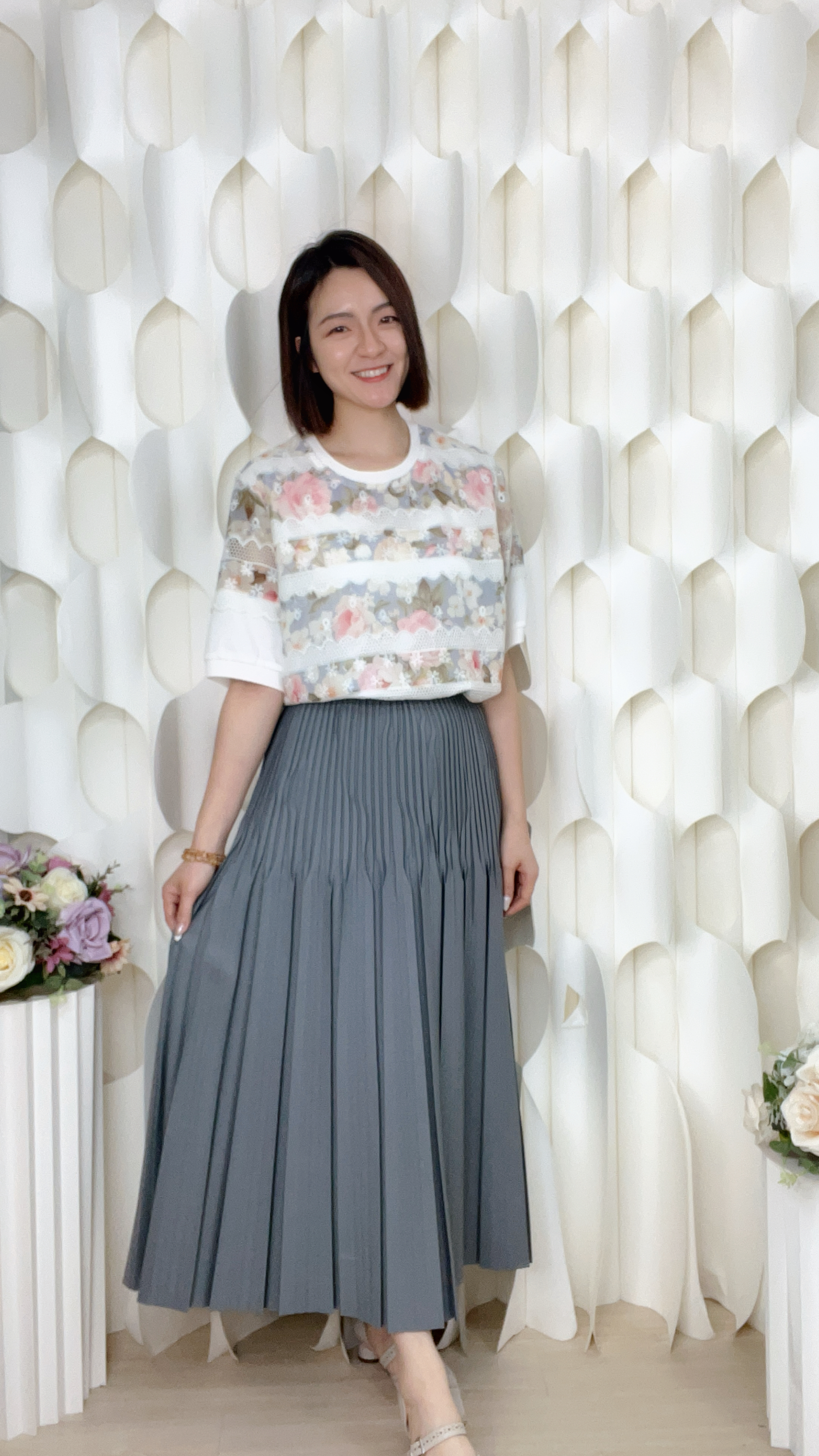 壓摺橡筋腰彈性西裝料半截裙(腰34-38 臀32-48 長34吋)3805 #0704clo