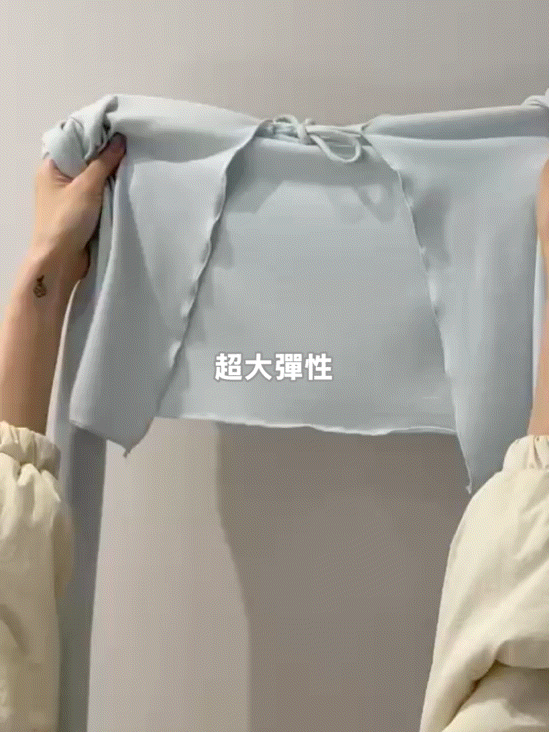 超彈力綁帶薄織小外套 (藍)