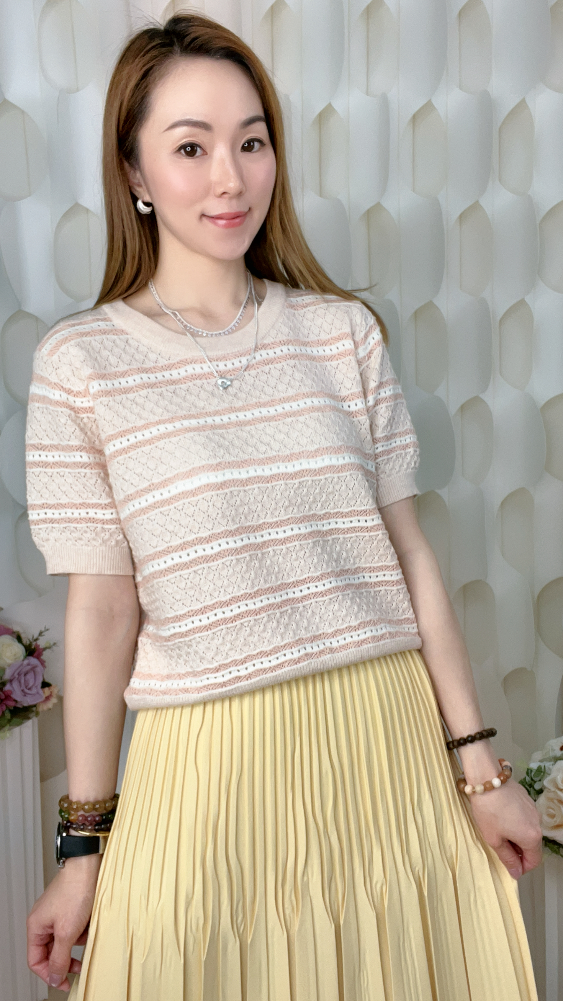 橫間針織上衣(胸38-52 腰34-44 長19吋)7499 #0704clo