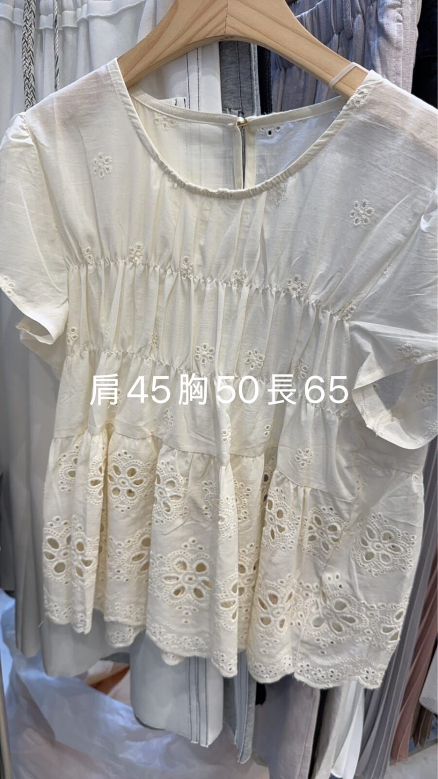 HP6013 鏤空刺繡荷葉短袖上衣