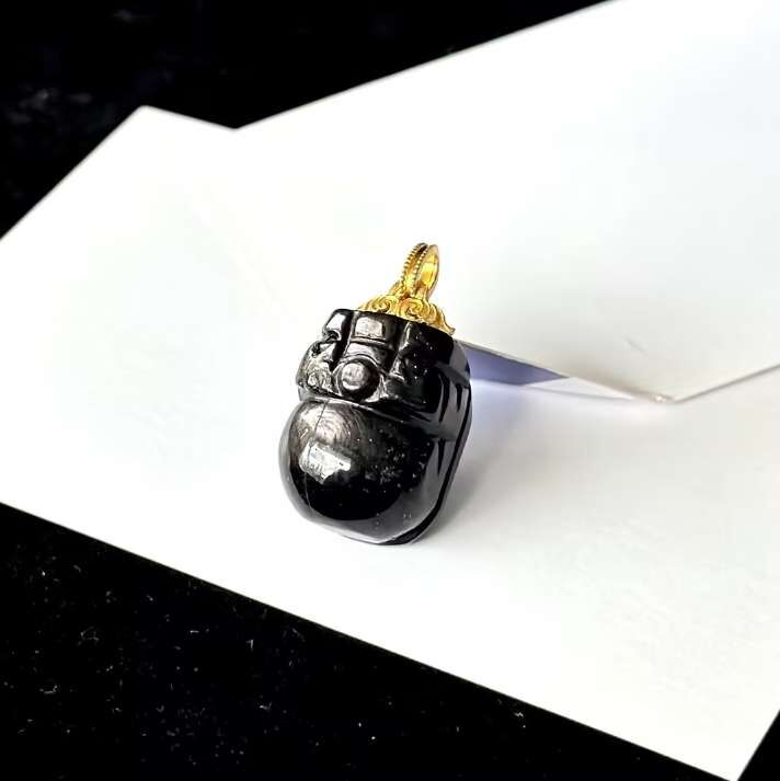 BRA-JJG0407-130 S925银金运石貔貅吊坠，约20*13.6*13.1mm 含鏈[隨機出] (A130)