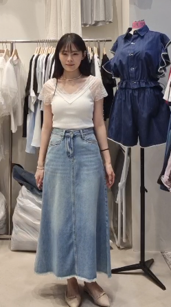 HP6019 流蘇水洗牛仔長裙