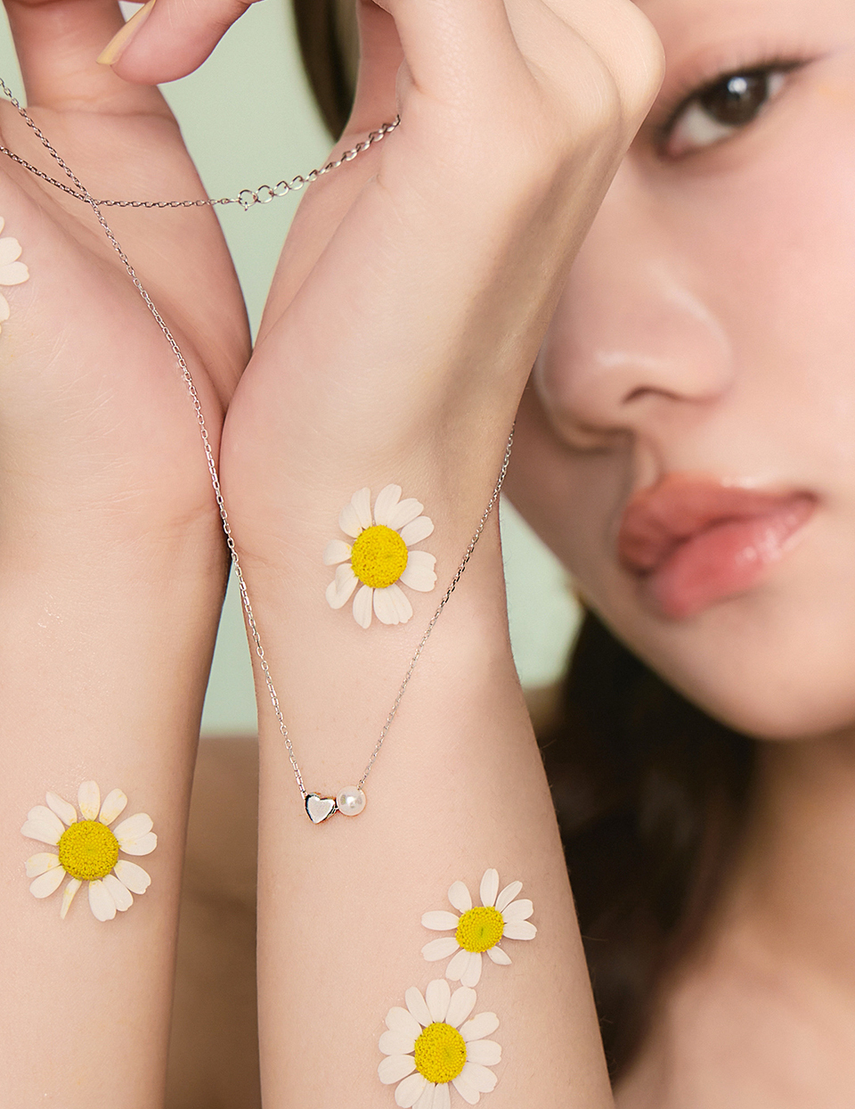 【925純銀】愛心珍珠項鍊(銀)