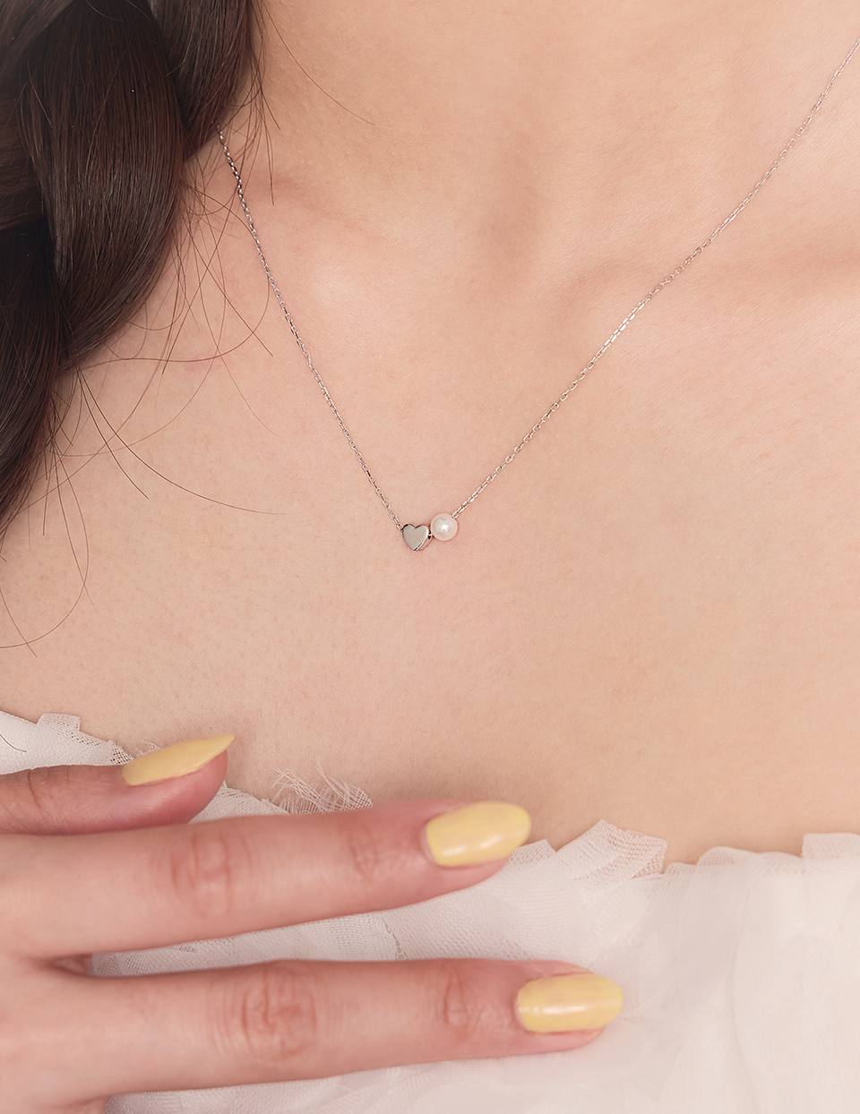 【925純銀】愛心珍珠項鍊(銀)
