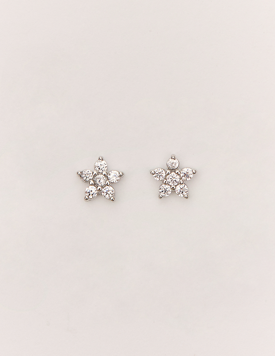 【925純銀】五角星小花。針式耳環(銀)