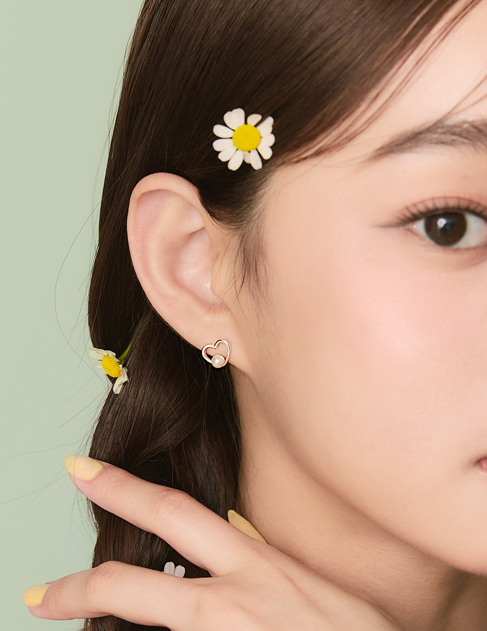 【925純銀】心語鏤空珍珠。針式耳環(銀)