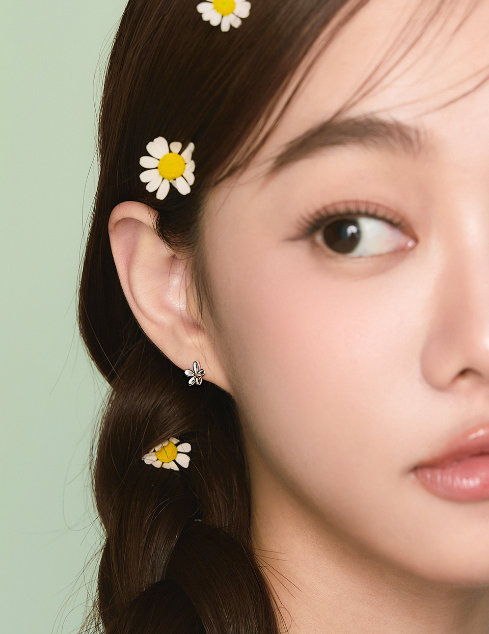 【925純銀】韓系鏤空小花。針式耳環(銀)