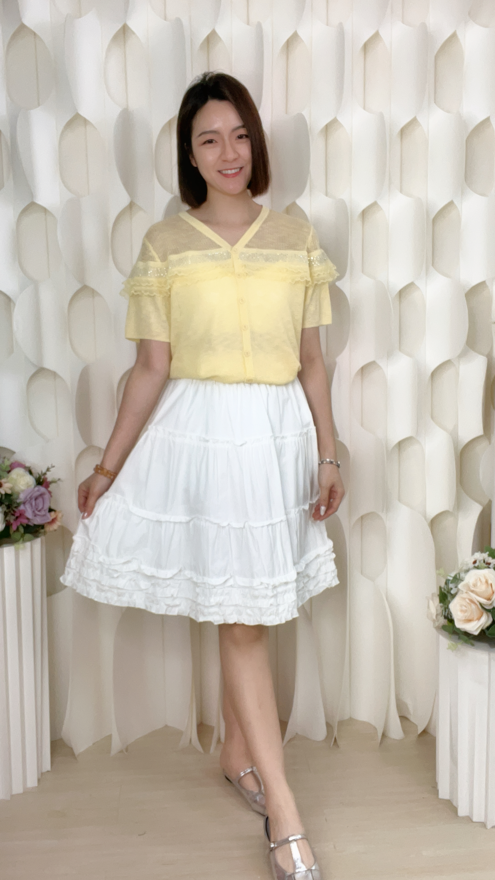 高質ruffle恤衫料橡筋腰半截裙(腰24-40 臀48長22吋)2012 #0704clo