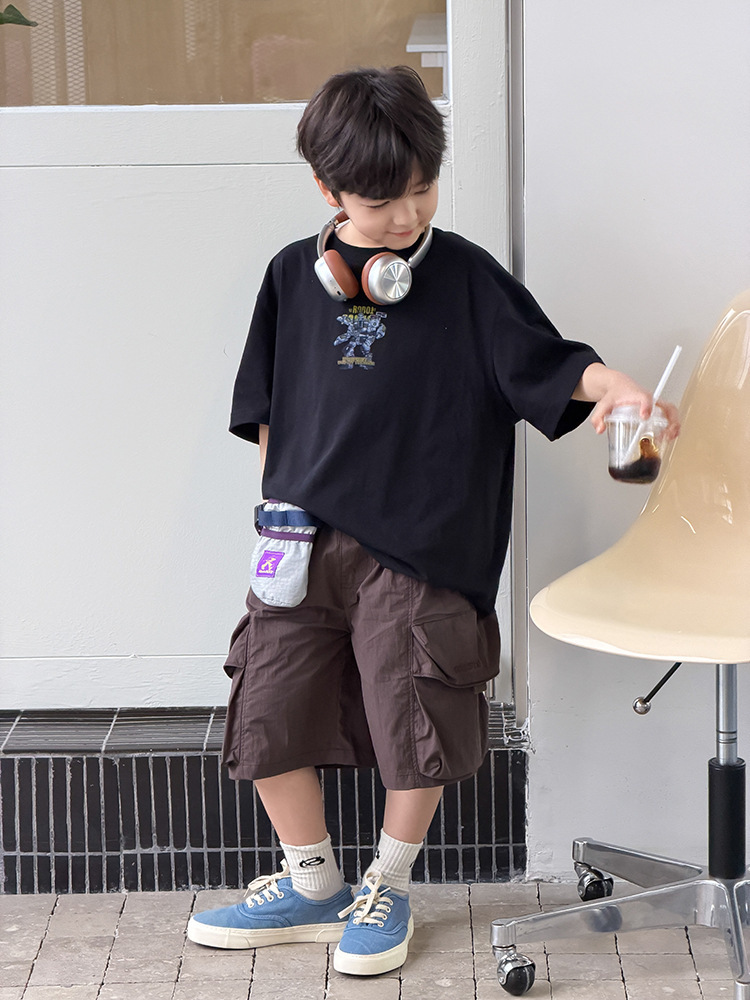 【H0632】韓系百搭機器人棉質涼感上衣(100-170)