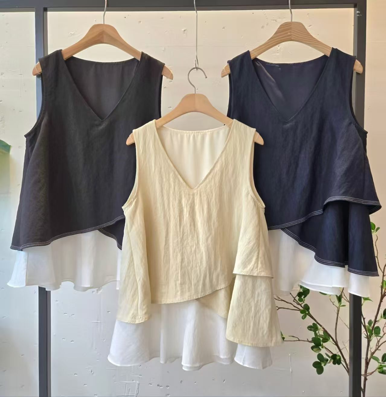 HP6004 尼龍拼摺不規則上衣