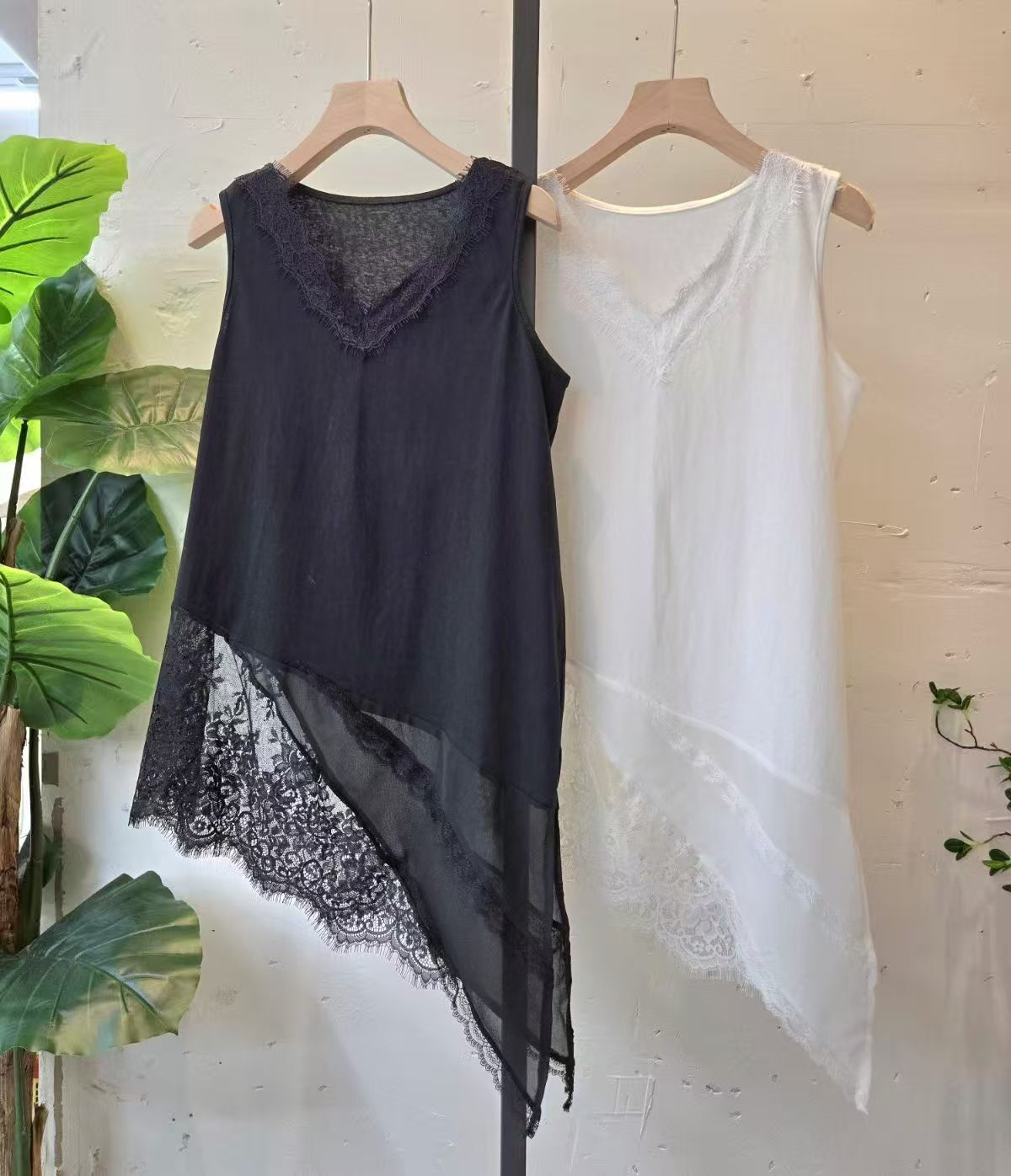 HP6028 優雅斜下擺層次感背心