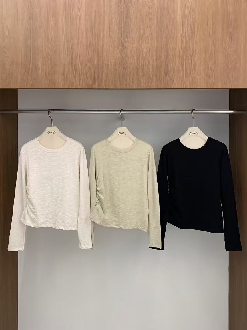 OM6027 抓皺長袖Tee