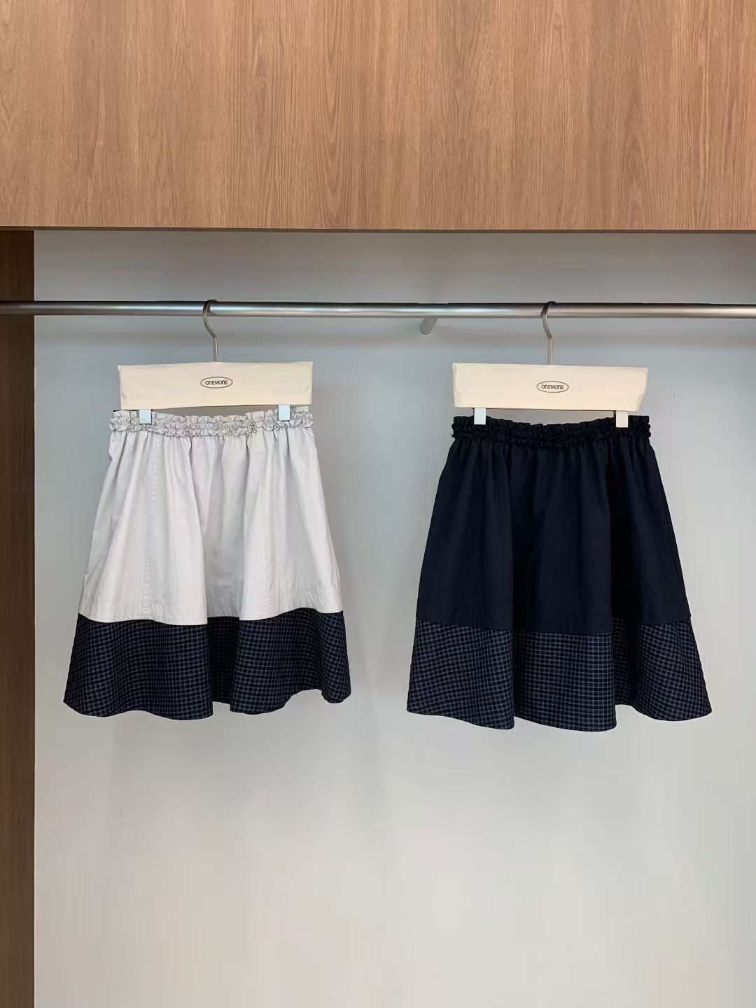 OM6031 拼布格紋裙