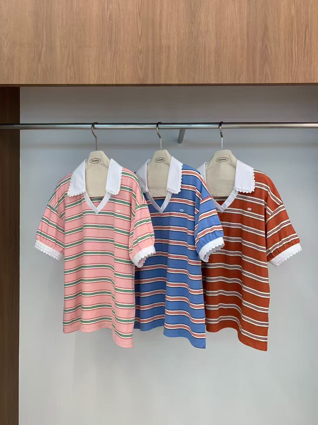 OM6042 美式條紋Polo上衣