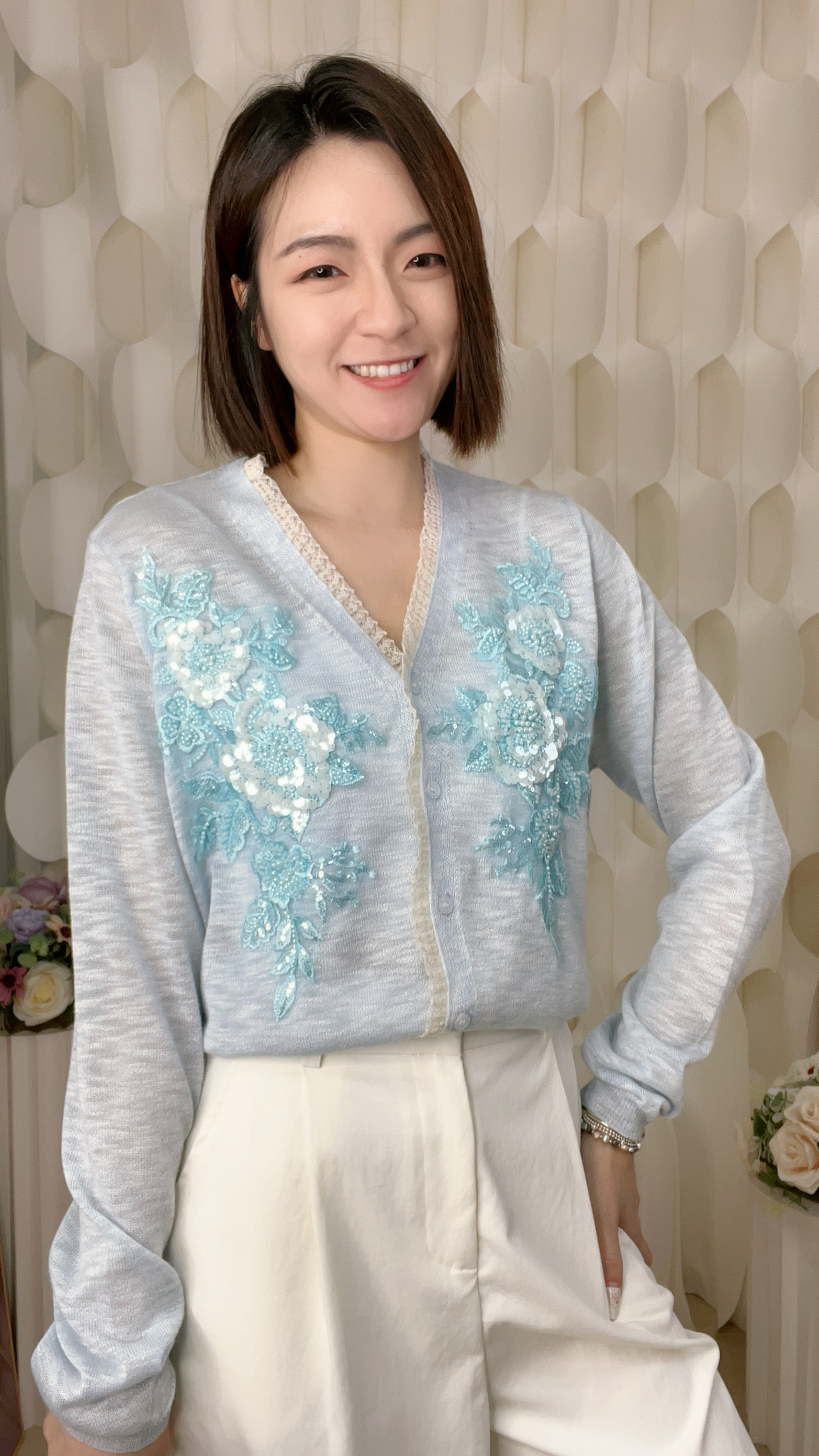 閃片花花線仔外套(胸42-46 腰40-46 長20吋)26015 #0704clo