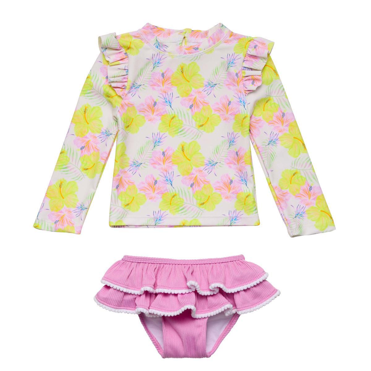 〖 Snapper Rock 〗粉黃扶桑花防曬兩件式泳衣