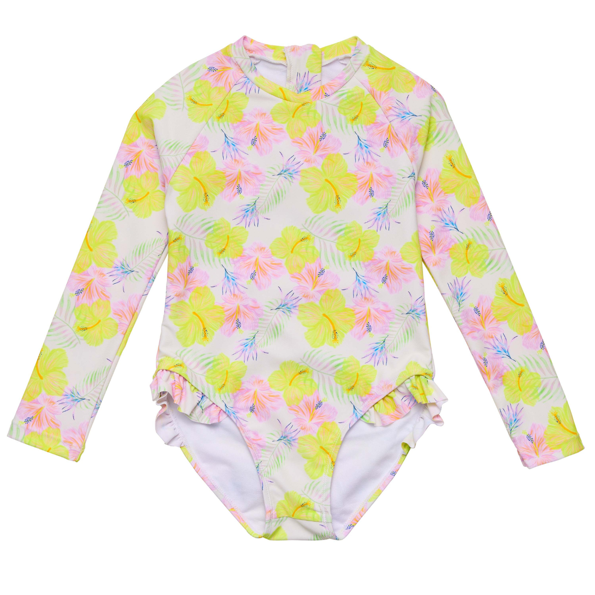 〖 Snapper Rock 〗粉黃扶桑花防曬一件式泳衣