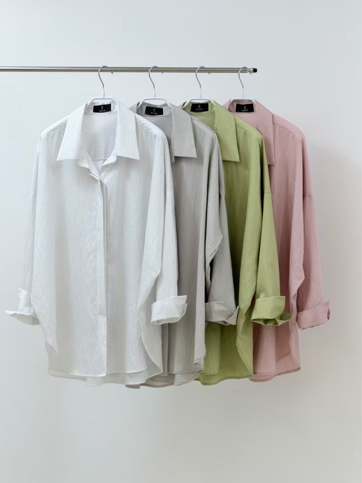 SA6052 暗條紋男友版恤衫