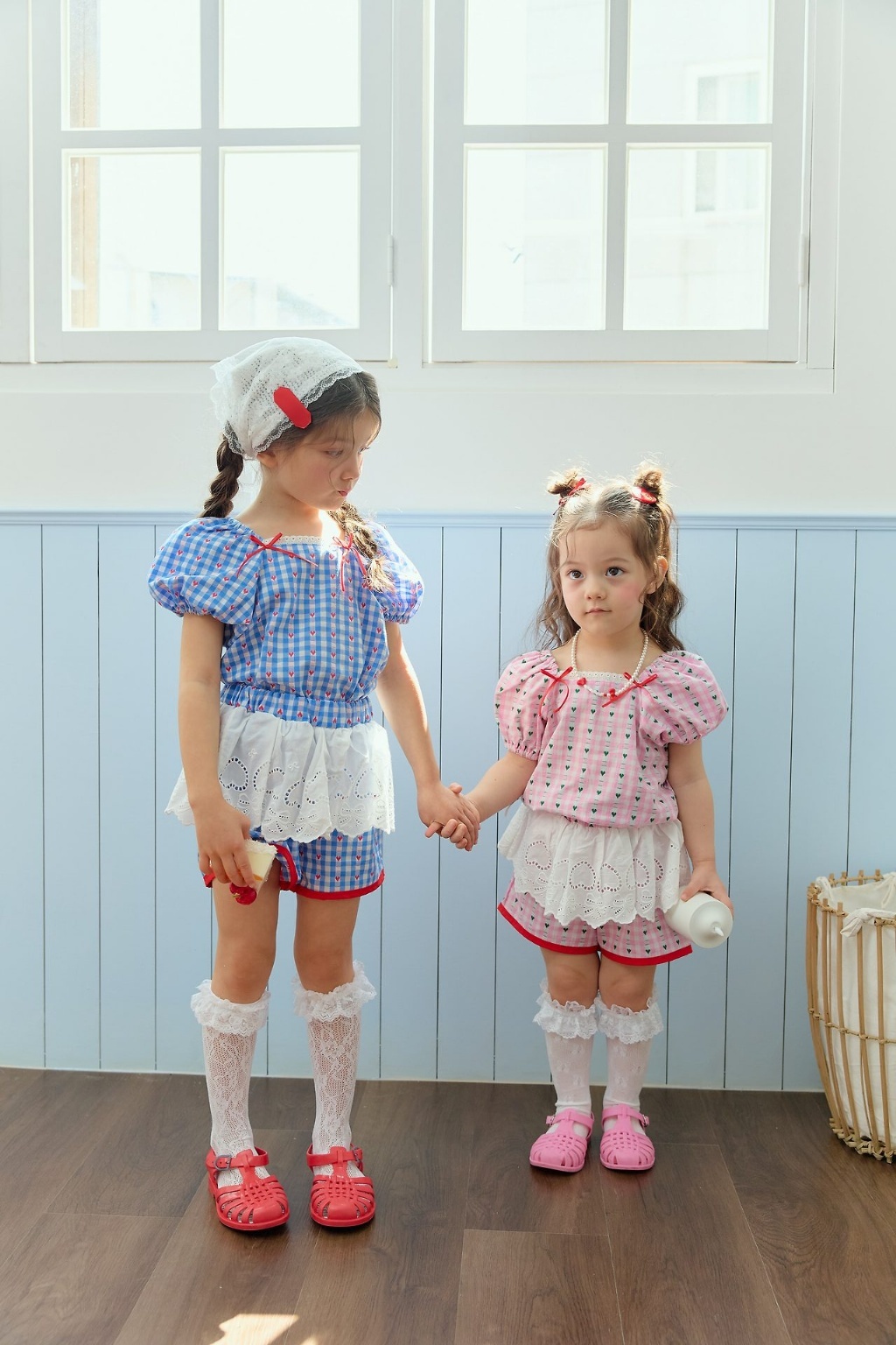 正韓夏SERA 野餐風愛心短褲套裝