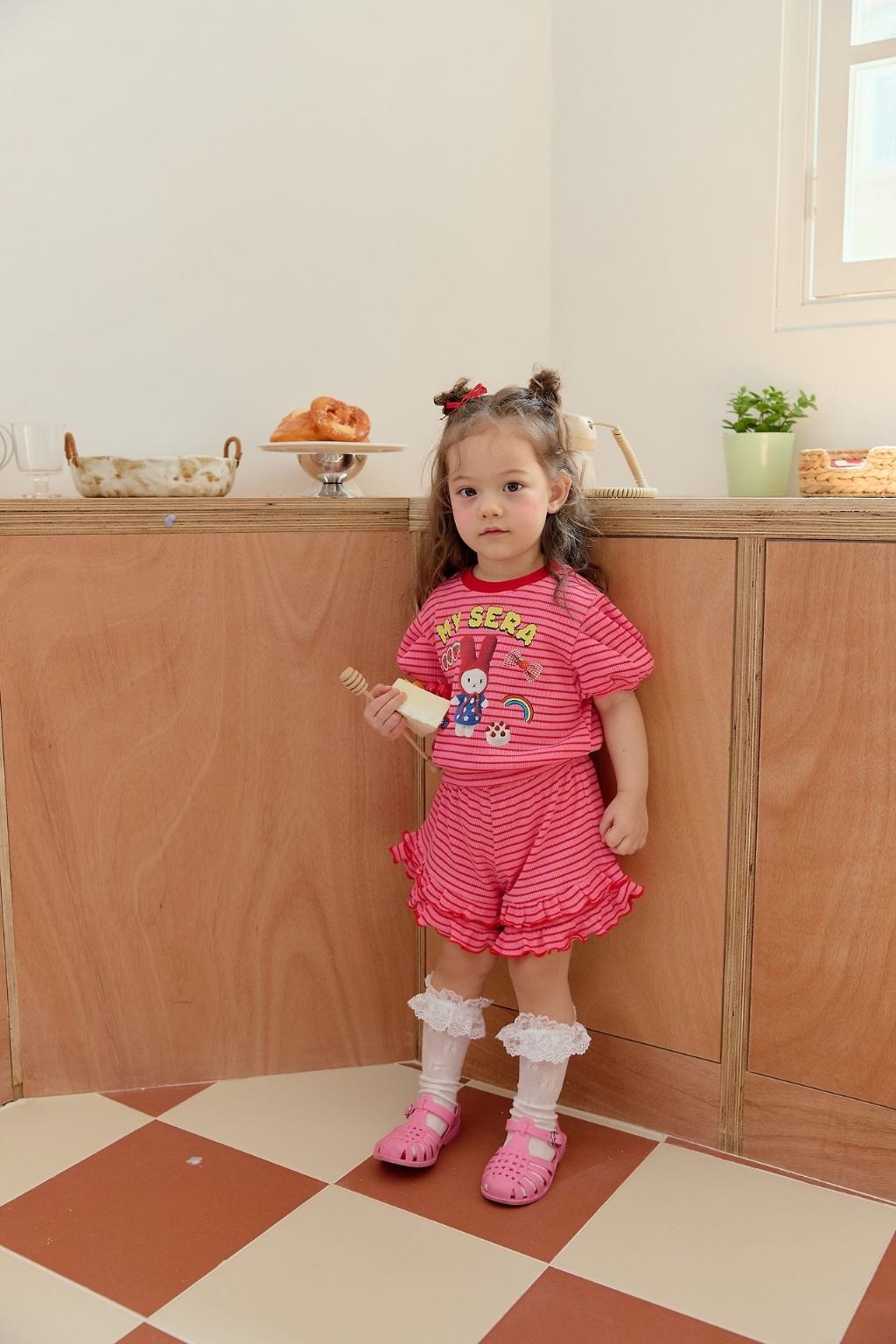 正韓夏SERA 毛帽兔兔短褲套裝