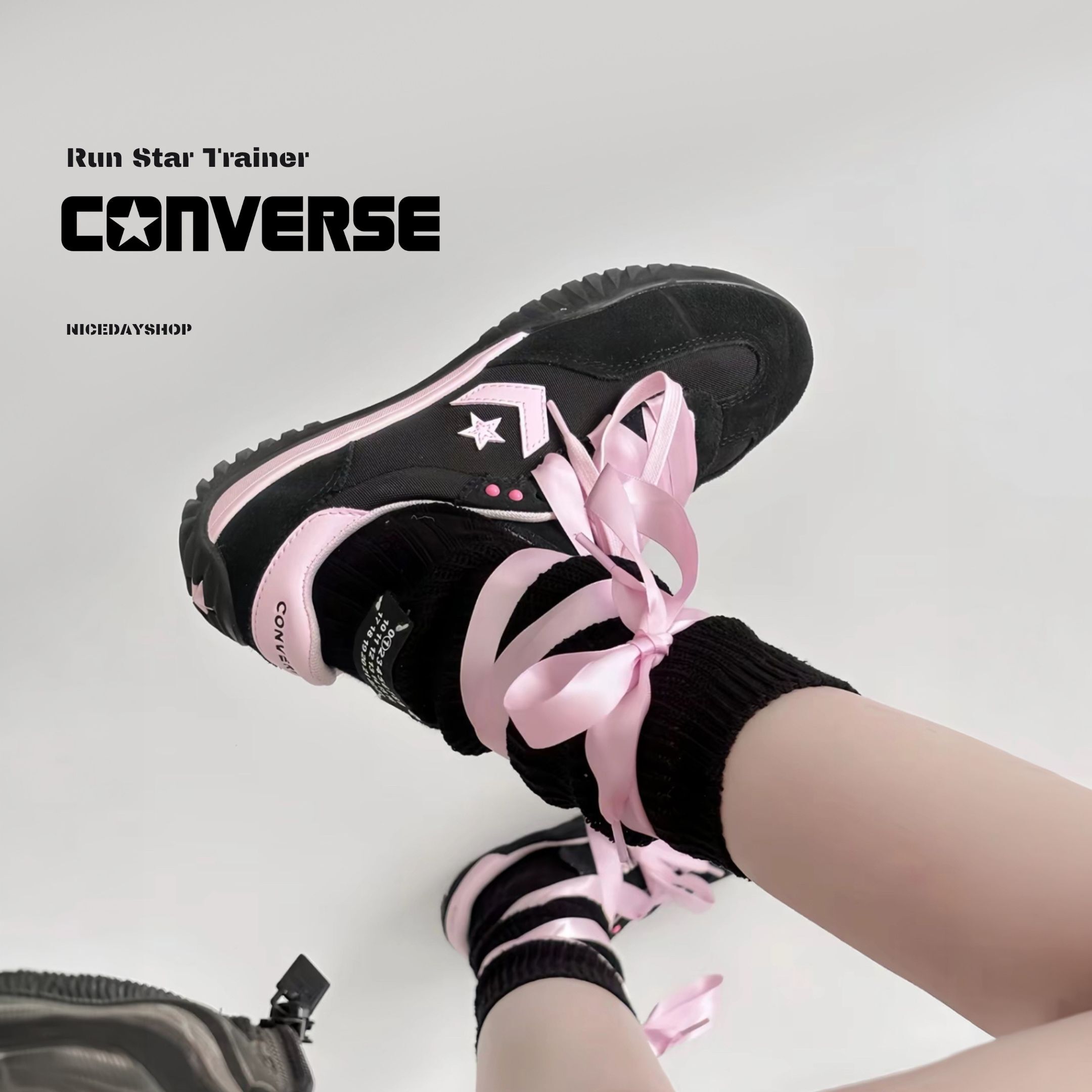 NICEDAY 代購 Converse Run Star Trainer 黑粉 芭蕾 緞帶 復古 A19727C
