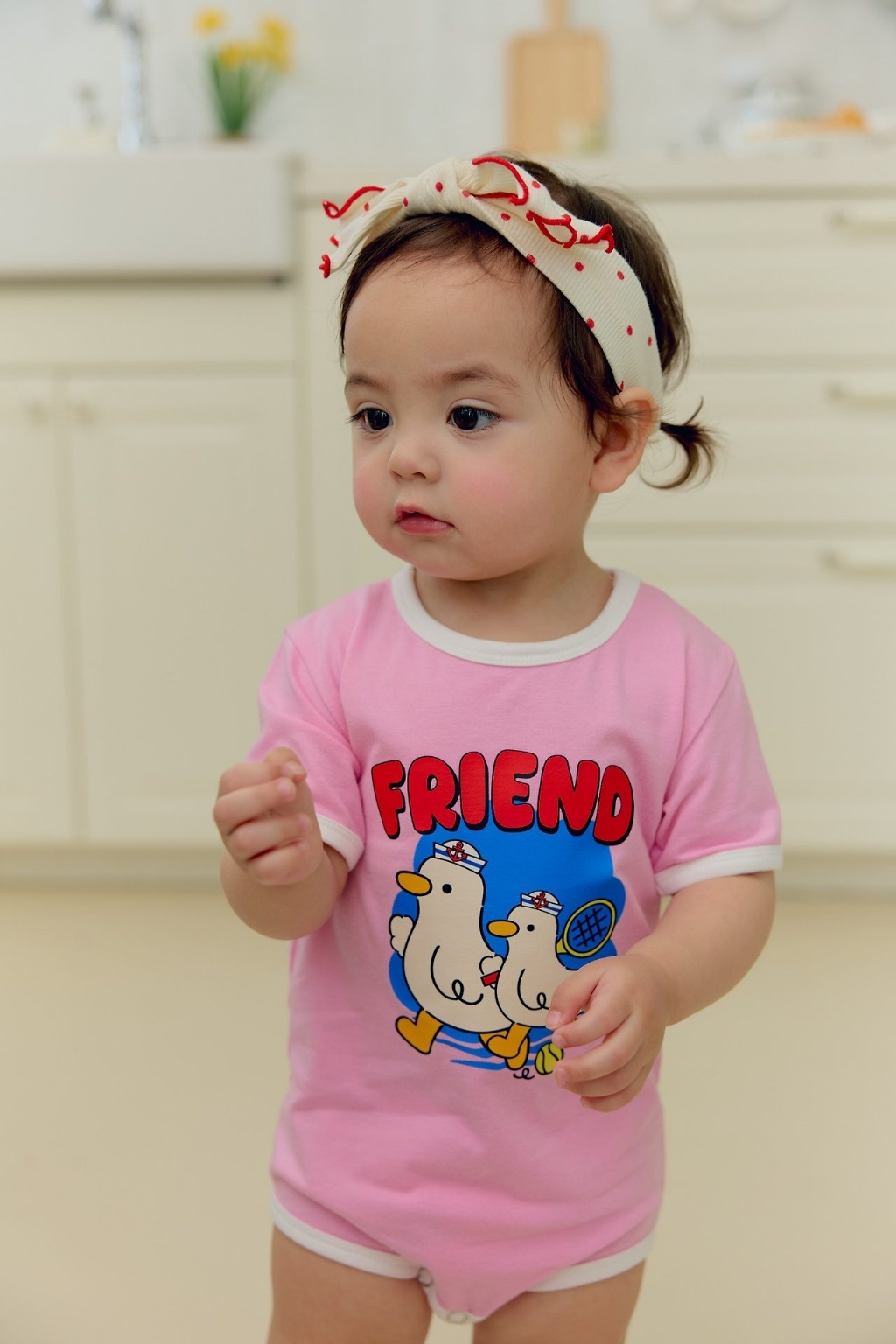 正韓夏SERA  嫩嬰小鴨打網球包屁衣