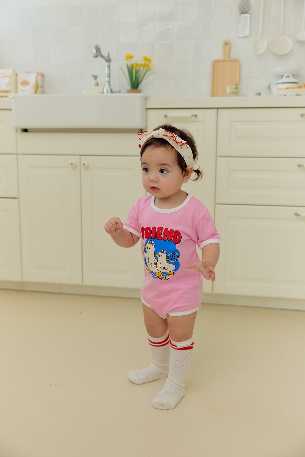 正韓夏SERA  嫩嬰小鴨打網球包屁衣