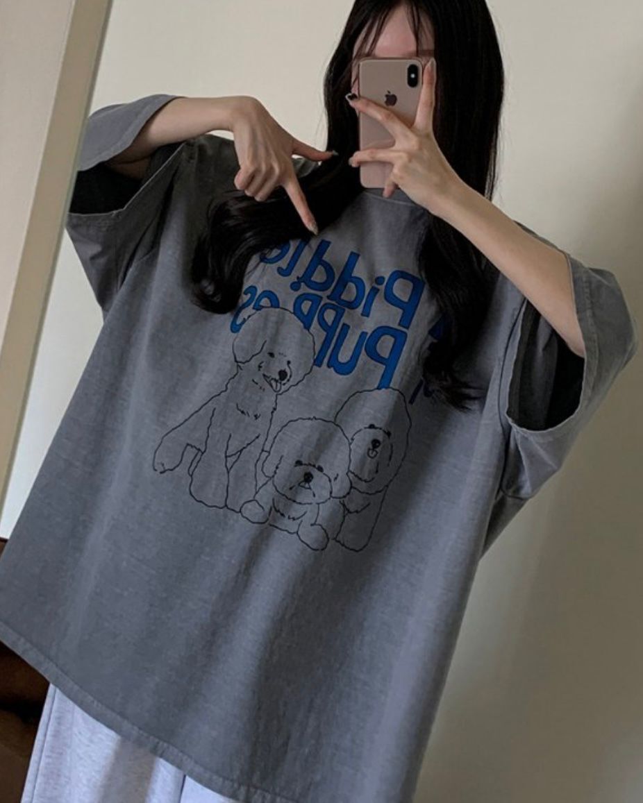 洗水英文字圖案短袖Tee MB-046T