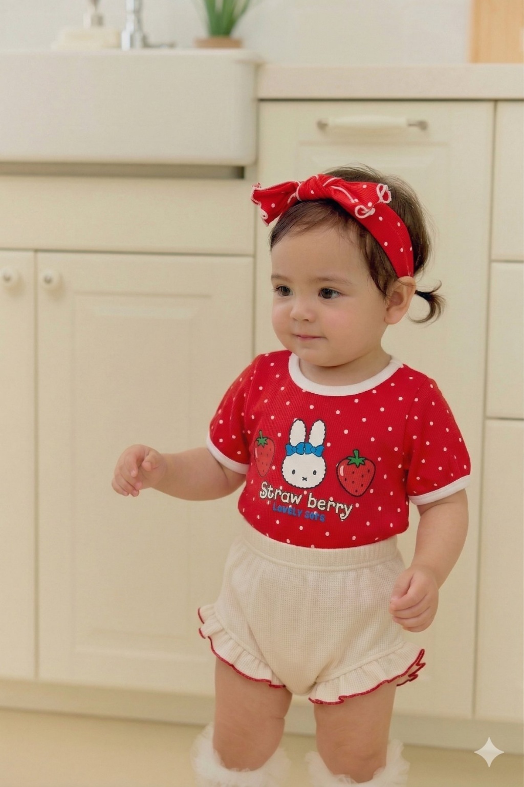 正韓夏SERA  草莓兔兔點點套裝