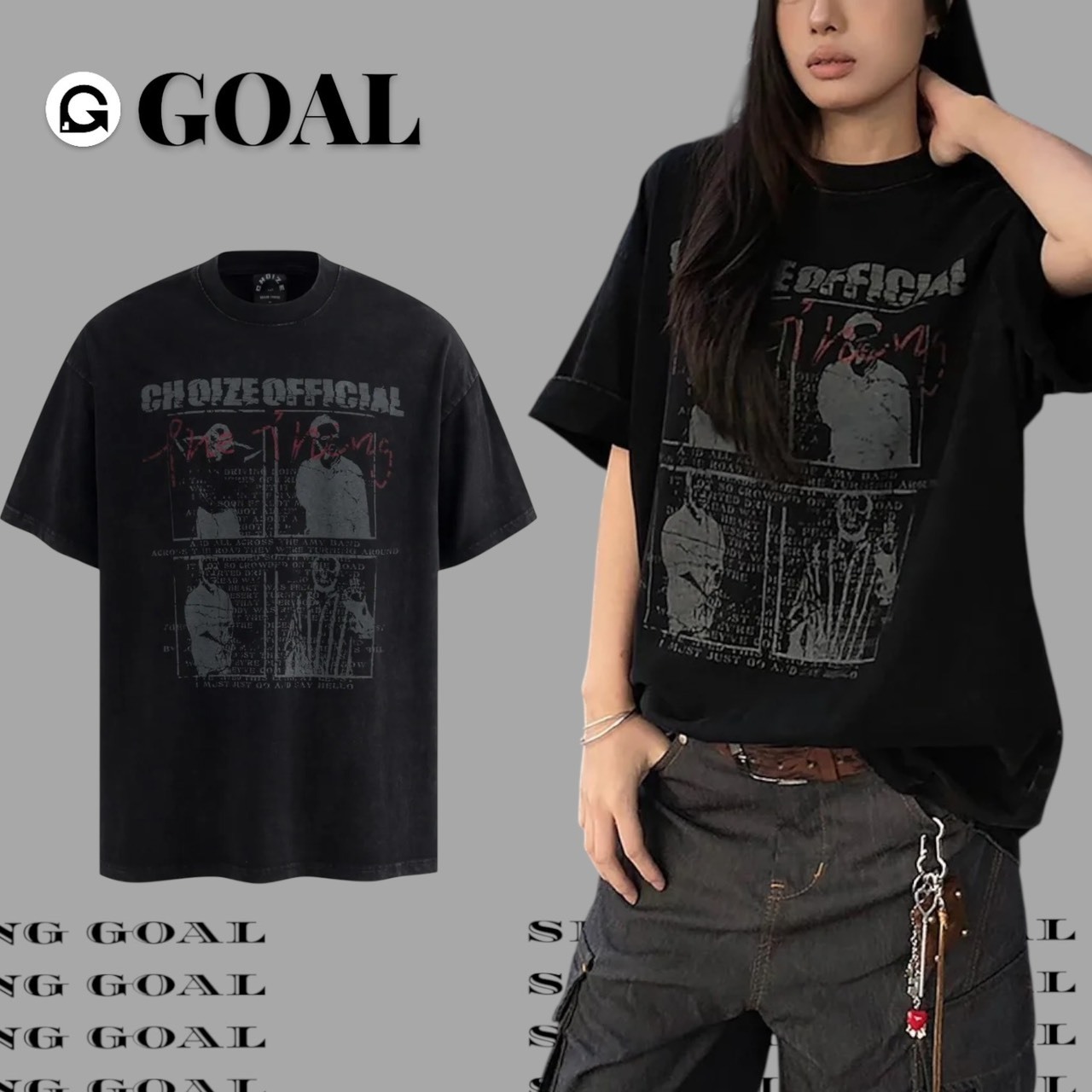 (GOAL)美式復古水洗短T H769 CHOZIE