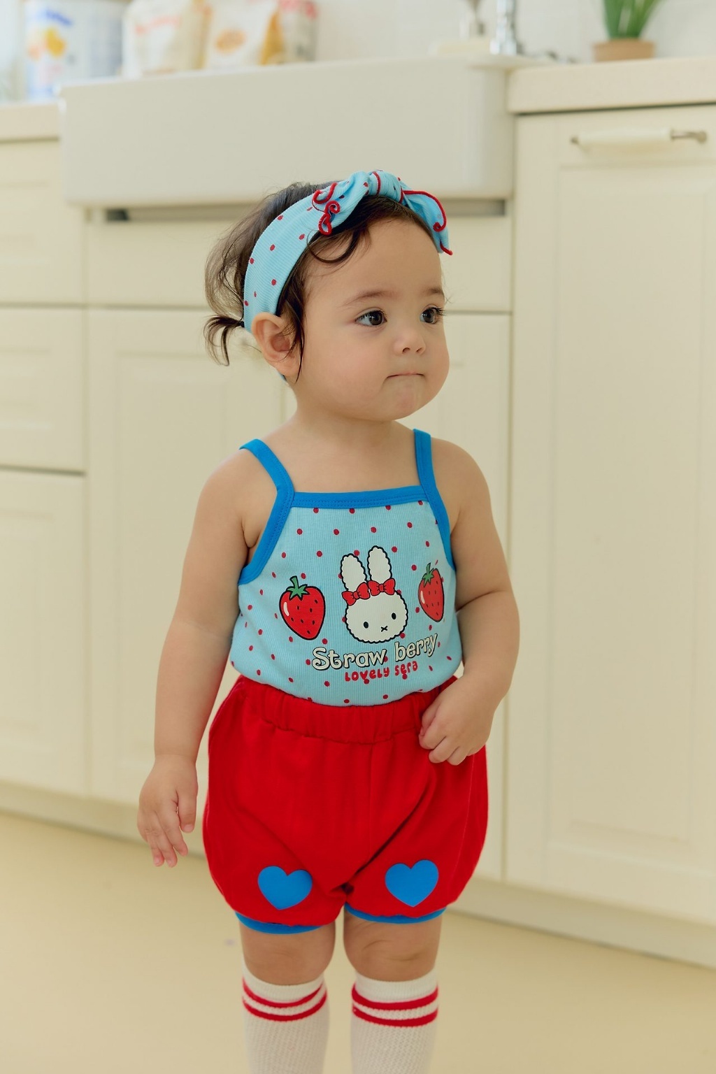 正韓夏SERA  熊熊兔兔愛心短褲套裝