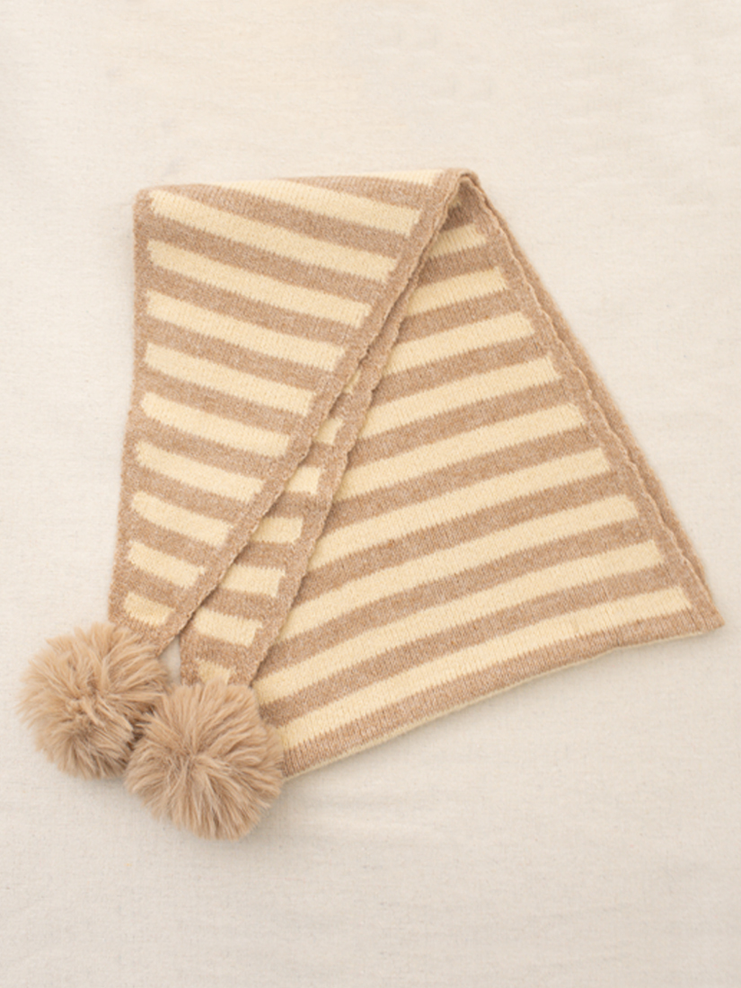 精靈球球條紋針織圍巾