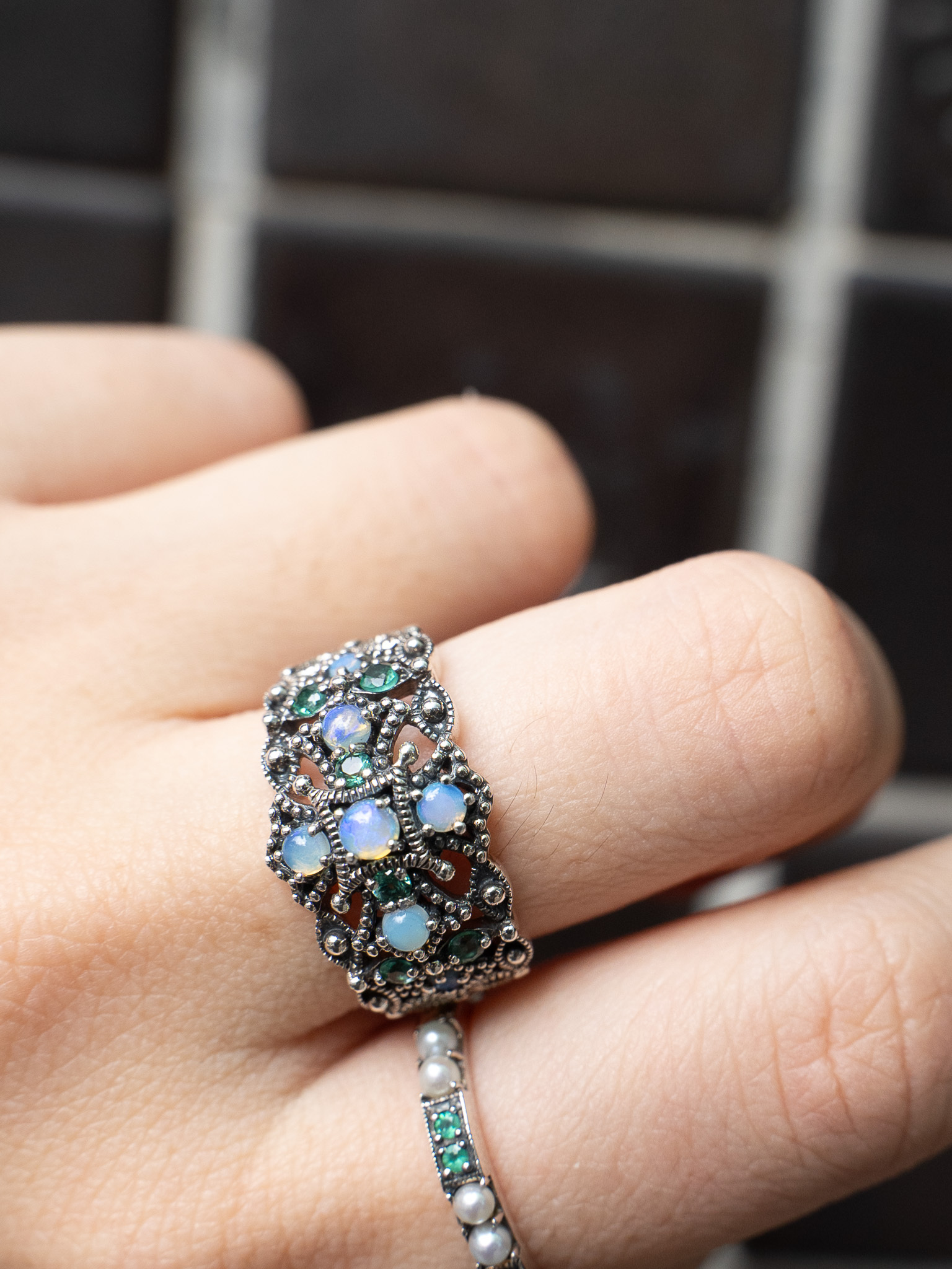 蛋白石蕾絲戒指（OP2202）