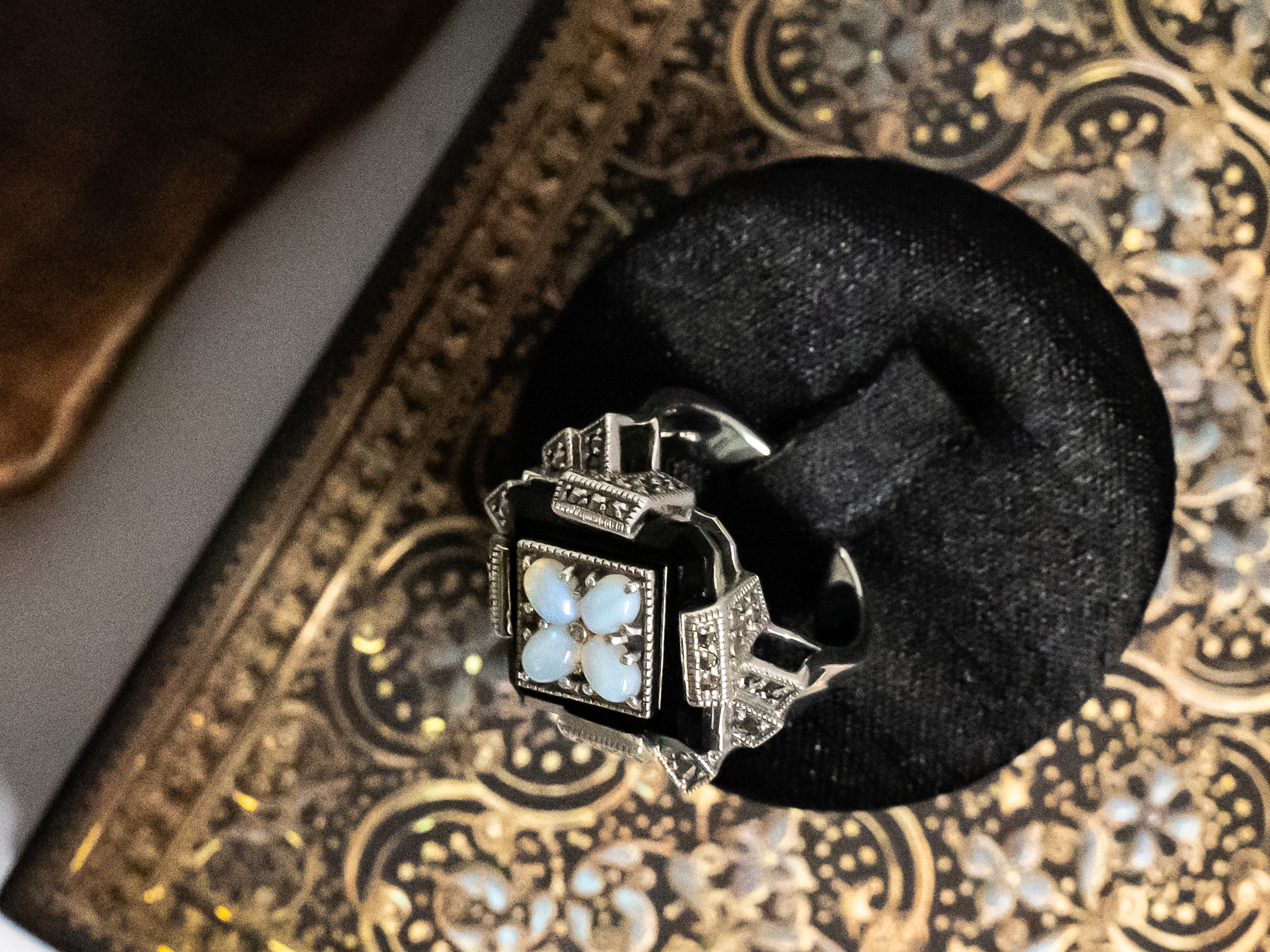 幾何黑瑪瑙戒指（OP2201）