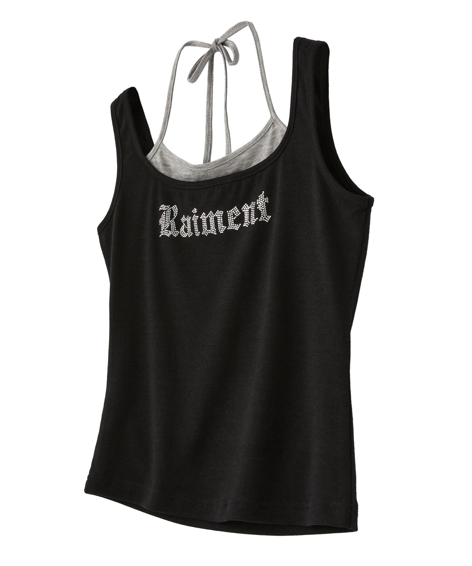 RAIMENT 燙鑽雙層無袖上衣 黑色 RMA2WSL002BK